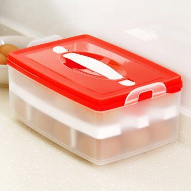 Double-layer Egg Plastic Crisper Household Portable Storage Box 24 Grid Storage Box