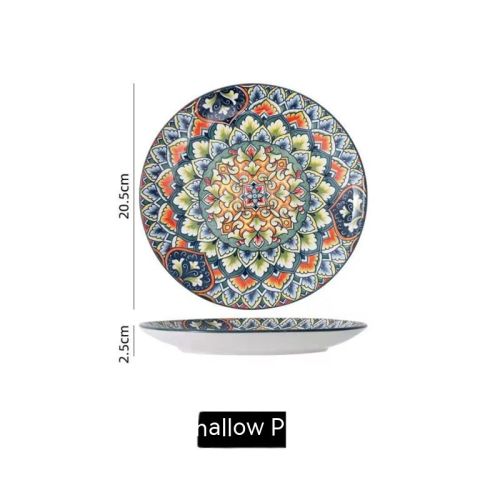 European Bohemian Ceramic Bowl Household Plate
