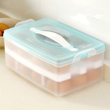 Double-layer Egg Plastic Crisper Household Portable Storage Box 24 Grid Storage Box